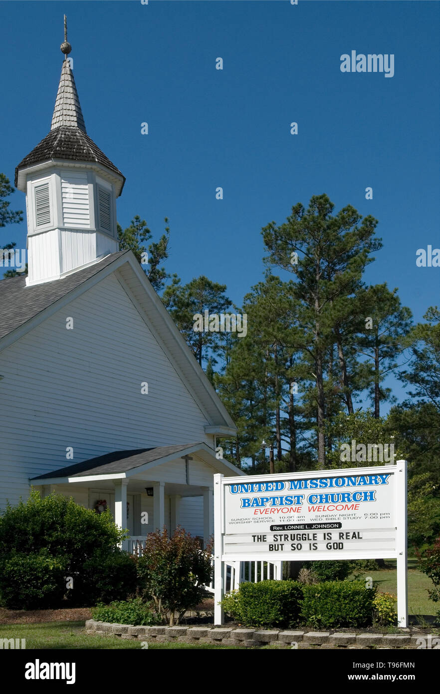 United Missionarsbaptist-kirche, sehnt sich, South Carolina, USA. Stockfoto