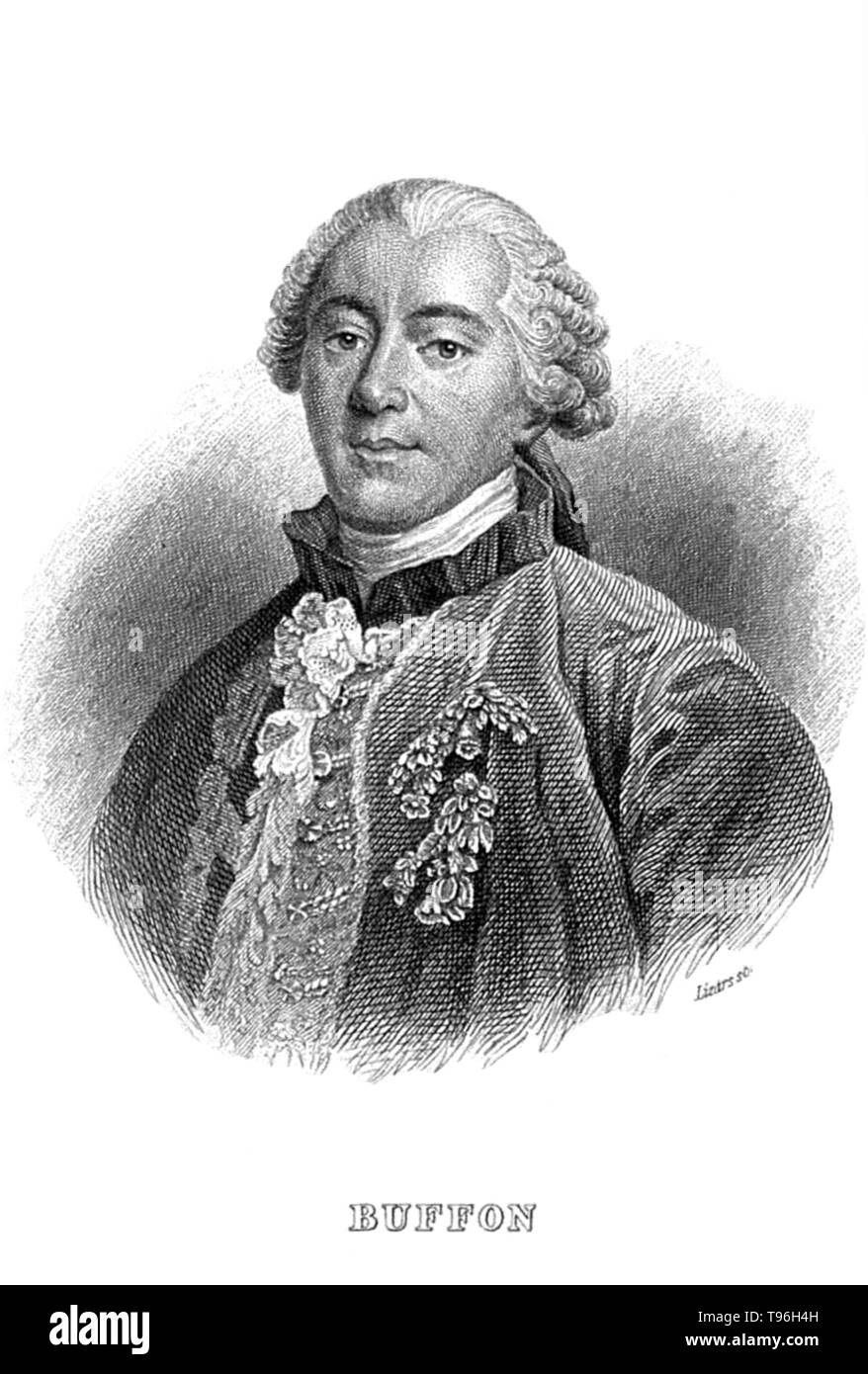 Georges Louis Leclerc, Comte de Buffon (September 7, 1707 - 16. April 1788) war ein französischer Naturforscher, Mathematiker, Kosmologe und enzyklopädischen Thema. Er verkörpert die revolutionären Veränderungen, die die Erleuchtung, um das Studium der Natur gebracht. Stockfoto