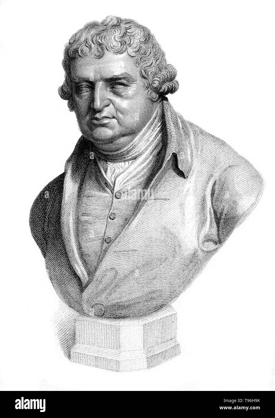 Erasmus Darwin (Dezember 12, 1731 - April 18, 1802) war ein englischer Arzt. Einer der wichtigsten Denker der Midlands Aufklärung, er war auch ein Philosoph, Physiologe, slave-trade Wahrheit, Erfinder und Dichter. Er erfand eine Beförderung Lenkanlage, ein Manuskript Kopierer und eine sprechende Maschine. Seine Gedichte enthalten viel natürliche Geschichte, einschließlich einer Erklärung der Evolution und der Verbundenheit aller Formen des Lebens. Er war Gründungsmitglied der Lunar Society von Birmingham, einer Diskussionsgruppe von bahnbrechenden industriellen und Naturphilosophen. Seine Enkel gehören Charles dar Stockfoto