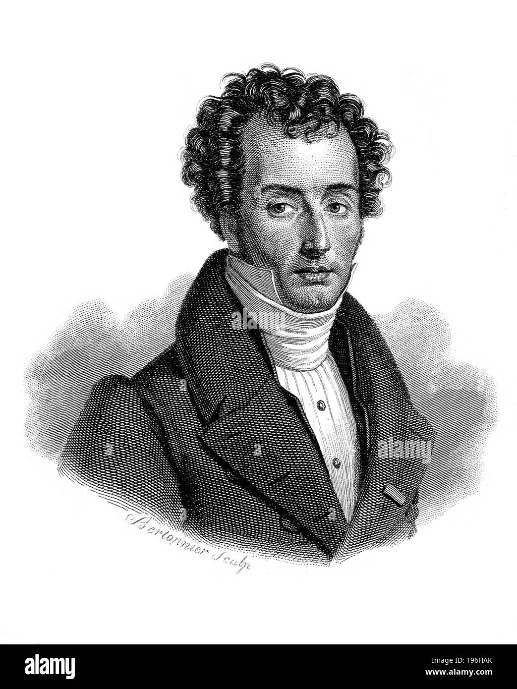 Mathieu Joseph Bonaventure Orfila (April 24, 1787 - März 12, 1853) war ein spanischer - Französische Toxikologe und Chemiker geboren, der Begründer der Wissenschaft der Toxikologie. In der Zeit Orfila des primären Art von Gift Arsen in Gebrauch war, aber es gab keine zuverlässige Methoden für das Testen für seine Anwesenheit. Orfila, neue Techniken und raffinierte vorhandene Techniken erstellt in seiner ersten Abhandlung, Traite des Gifte, deren Genauigkeit zu erhöhen. Er starb 1853 im Alter von 65 Jahren. Zeile Gravur von S. F. Bertonnier, undatiert. Stockfoto