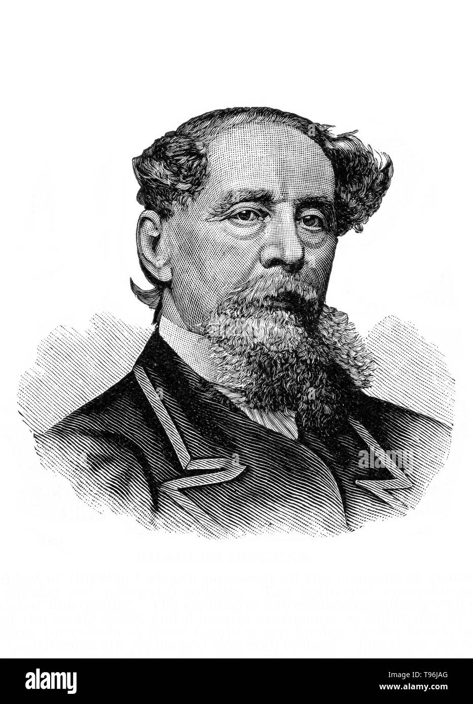 Charles John Huffam Dickens (Februar 7, 1812 - Juni 9, 1870) war ein englischer Schriftsteller und Gesellschaftskritiker. Er schuf einige der denkwürdigsten fiktionale Charaktere der Welt und gilt als der größte Schriftsteller der Viktorianischen Zeit angesehen. Dickens war der literarischen Koloss von seinem Alter und seinen Werken hatte einen beispiellosen Ruhm. Seine 1843 Novella, A Christmas Carol, ist einer der einflussreichsten Werke, das je geschrieben wurde, und es bleibt populär und setzt die Anpassungen in jedem künstlerischen Genre zu begeistern. Stockfoto