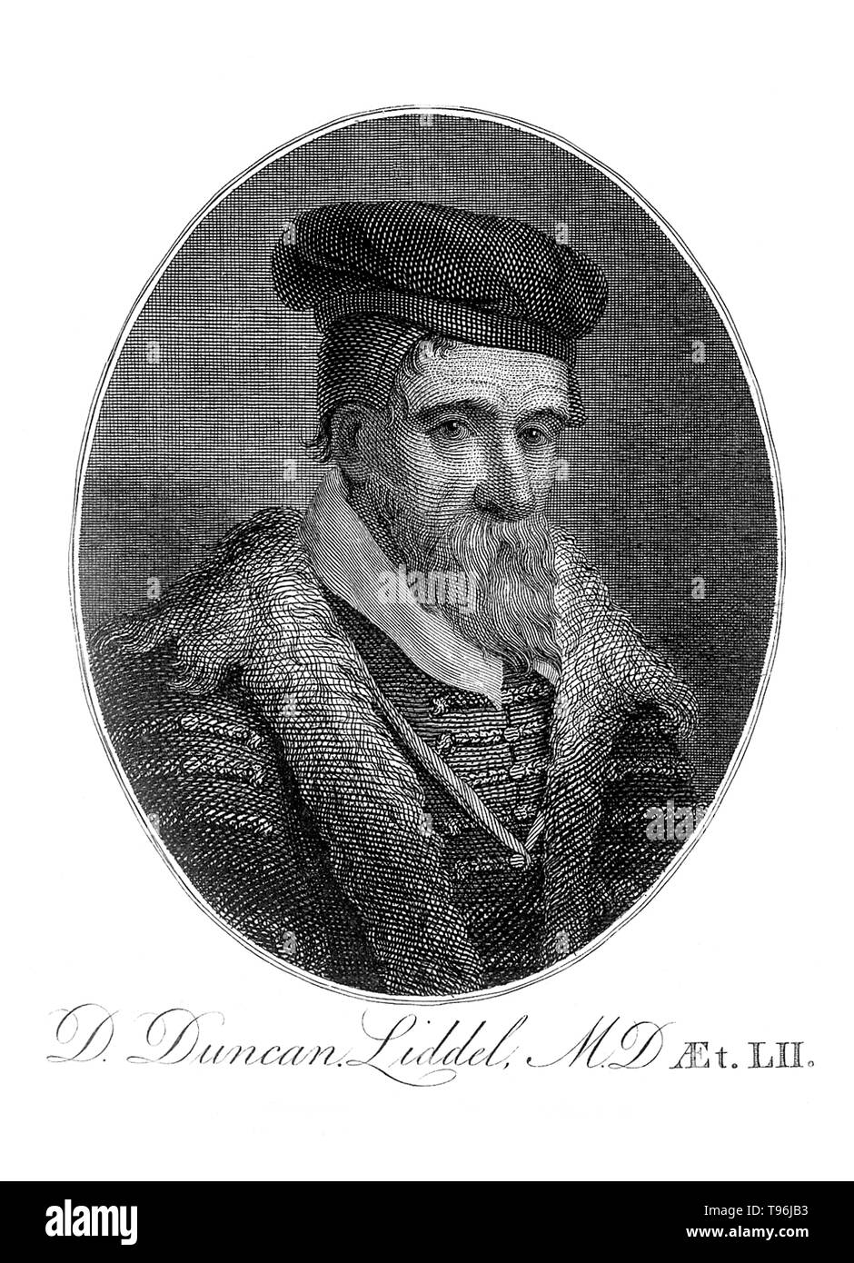 Duncan Liddel (1561 - 17. Dezember 1613) war ein schottischer Mathematiker, Physiker und Astronom. Liddel War als Mathematiker in Deutschland, wo er sagte, war der Erste gewesen zu sein, um die Astronomie von Kopernikus zu lehren und von Tycho Brahe Seite an Seite mit dem Ptolemäischen System angeblich. Caselius die Auffassung vertreten, dass die liddel erster Lehrer war der System brahes; und Brahe beschwerte sich von Plagiaten. Stockfoto