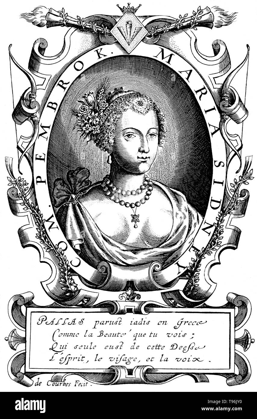 Mary Herbert, Gräfin von Pembroke (27. Oktober 1561 - 25. September 1621) war einer der ersten englischen Frauen einen bedeutenden Ruf für ihre Gedichte und literarische Schirmherrschaft zu erreichen. Im Alter von 39, sie war mit ihrem Bruder Philip Sidney, Edmund Spenser aufgeführt, und William Shakespeare, als eine der wichtigsten Autorinnen ihrer Zeit. Stockfoto