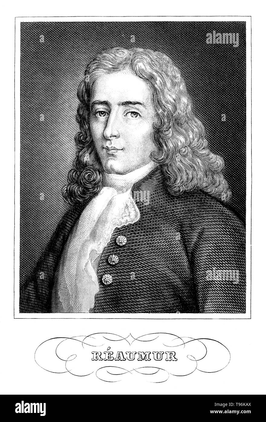 René Antoine Ferchault de Réaumur (Februar 28, 1683 - Oktober 17, 1757) war ein französischer Wissenschaftler, der in vielen verschiedenen Bereichen, insbesondere der Untersuchung von Insekten beigetragen. Im Jahre 1699 studierte er Bürgerliches Recht und Mathematik. Im Jahre 1703 ging er nach Paris, wo er das Studium der Mathematik und Physik fort, und im Jahre 1708 gewählt wurde, im Alter von 24 Jahren, ein Mitglied der Académie des Sciences. Im Jahre 1731 wurde er in der Meteorologie interessiert, und erfand das Thermometer Waage, die seinen Namen trägt: Die réaumur. Stockfoto