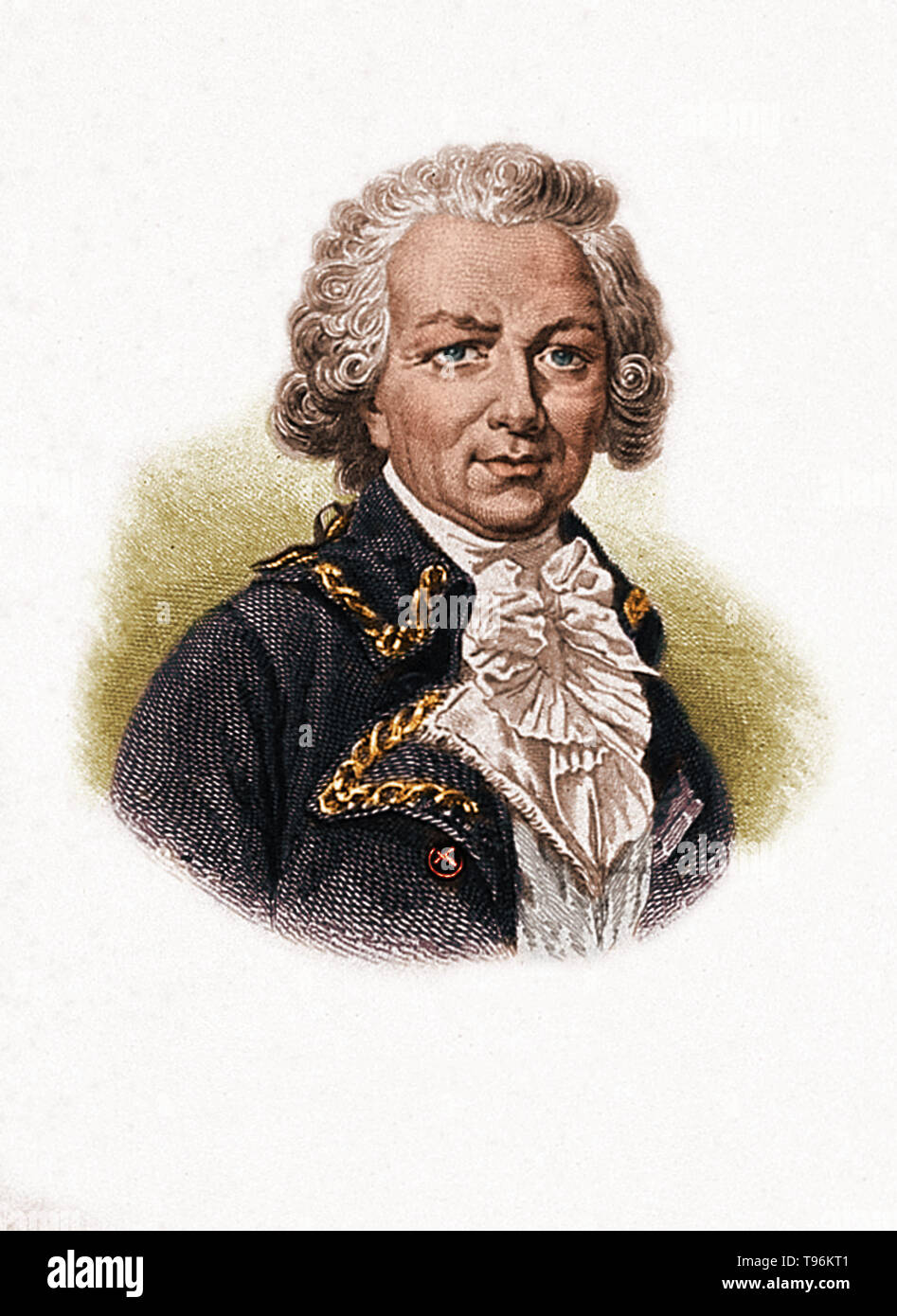 , Comte Louis-Antoine de Bougainville (1729-1811) war ein französischer Admiral und Explorer. Ein Zeitgenosse der Britischen Entdecker James Cook, nahm er im Siebenjährigen Krieg in Nordamerika und in den Amerikanischen Unabhängigkeitskrieg gegen Großbritannien. Bougainville später berühmt für seine Expeditionen, einschließlich Umrundung des Globus in einer wissenschaftlichen Expedition im Jahre 1763, die erste Siedlung auf den Falkland Inseln, und Fahrten in den Pazifischen Ozean. Bougainville Island Papua Neuguinea wurde nach ihm benannt. Stockfoto
