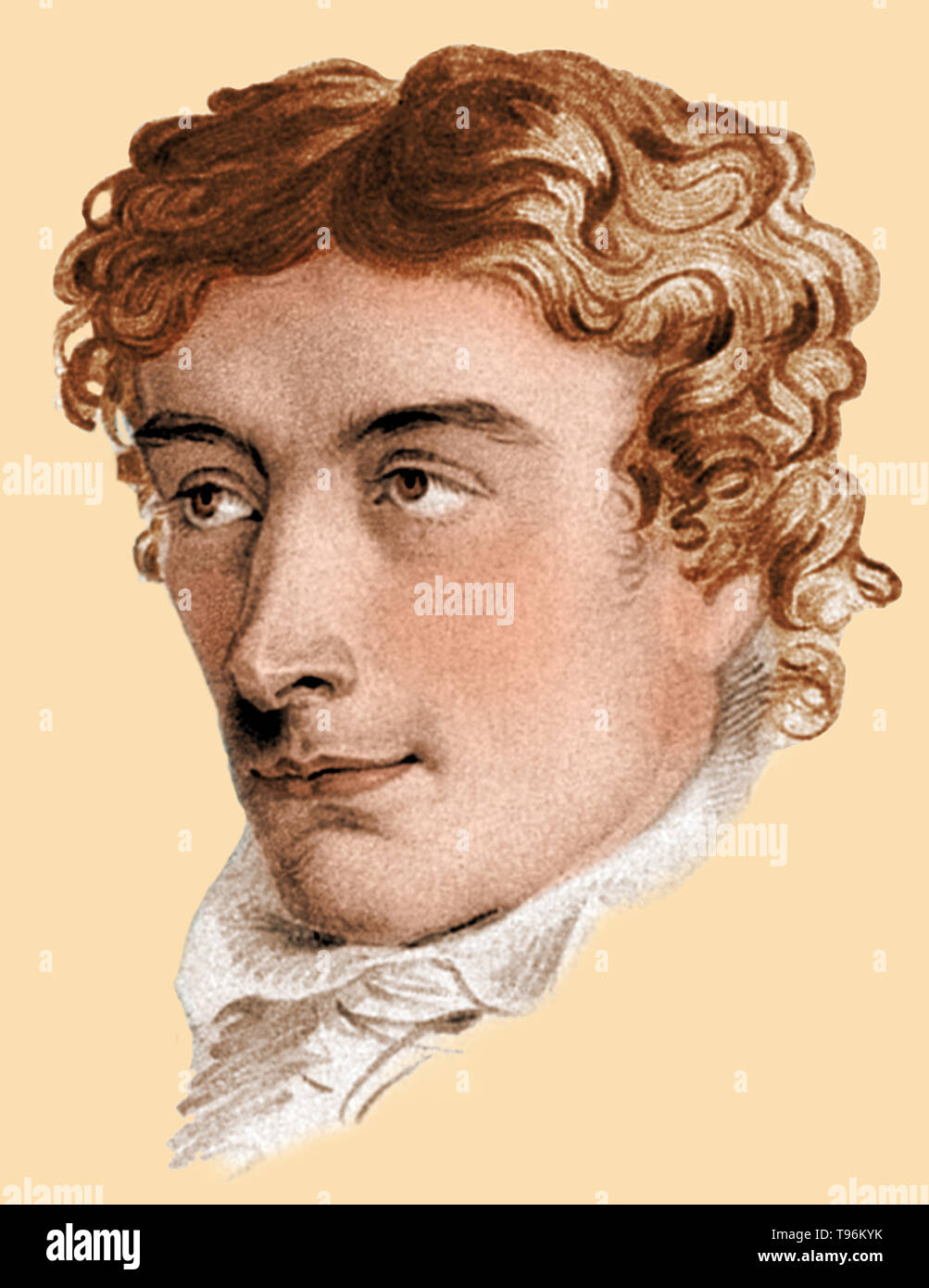 John Keats (31. Oktober 1795 - 23. Februar 1821) war ein englischer Dichter der Romantik. Er war einer der wichtigsten Figuren der zweiten Generation der romantischen Dichter, zusammen mit Lord Byron und Percy Bysshe Shelley, trotz seiner Werke, die in der Publikation nur für vier Jahre vor seinem Tod von der Tuberkulose im Alter von 25 Jahren. Stockfoto