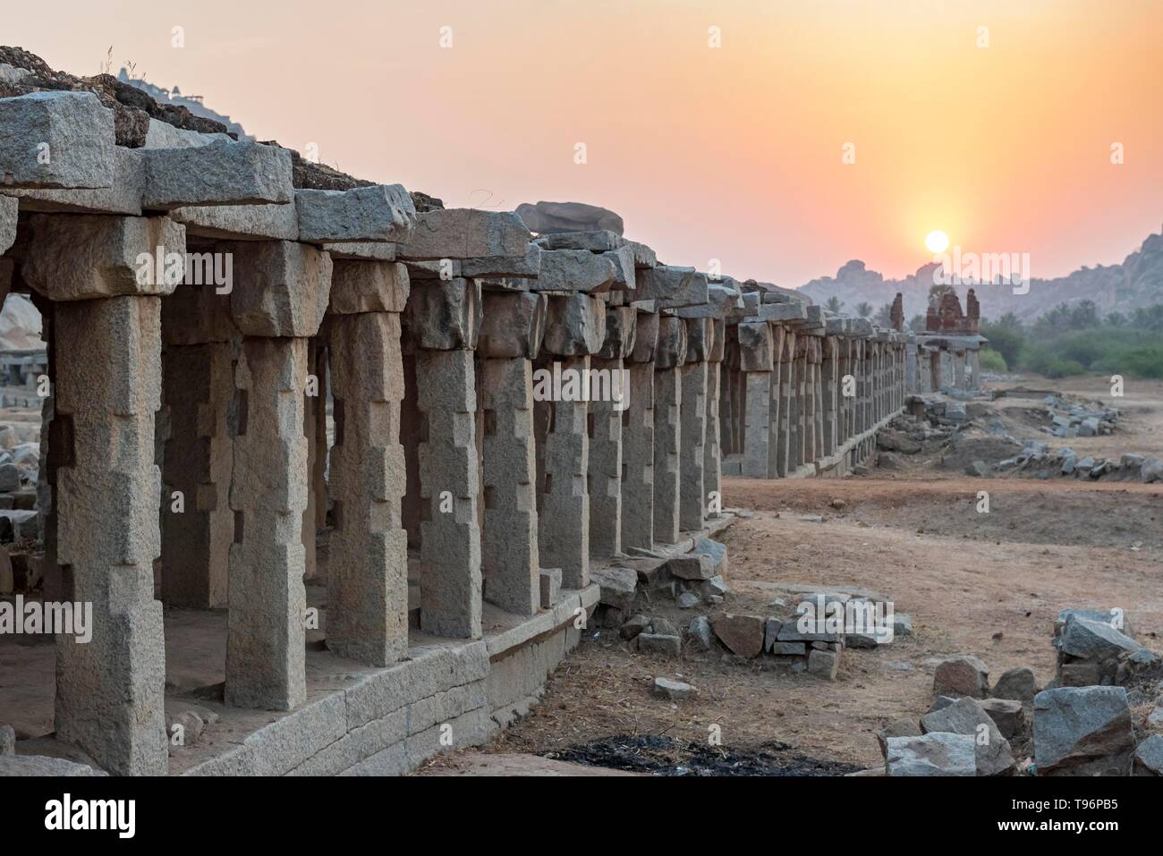 Krishna Basar, Ruinen, Hampi, Indien Stockfoto