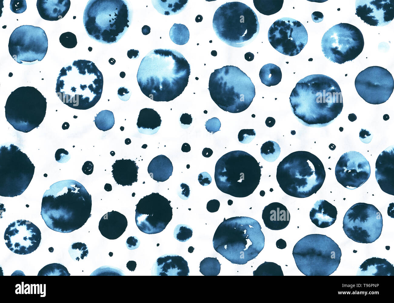 Zusammenfassung nahtlose Muster mit Aquarell und Tusche kreisen. Handgezeichnete Hintergrund Polka Dot. Für das Template. Stockfoto