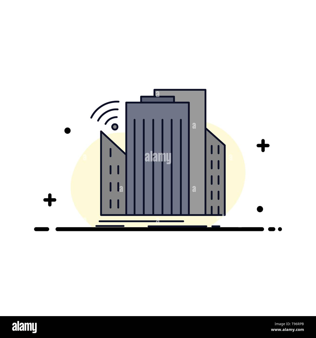 Gebäude, Stadt, Sensor, Smart, urban flachen Farbe Symbol Vektor Stock Vektor