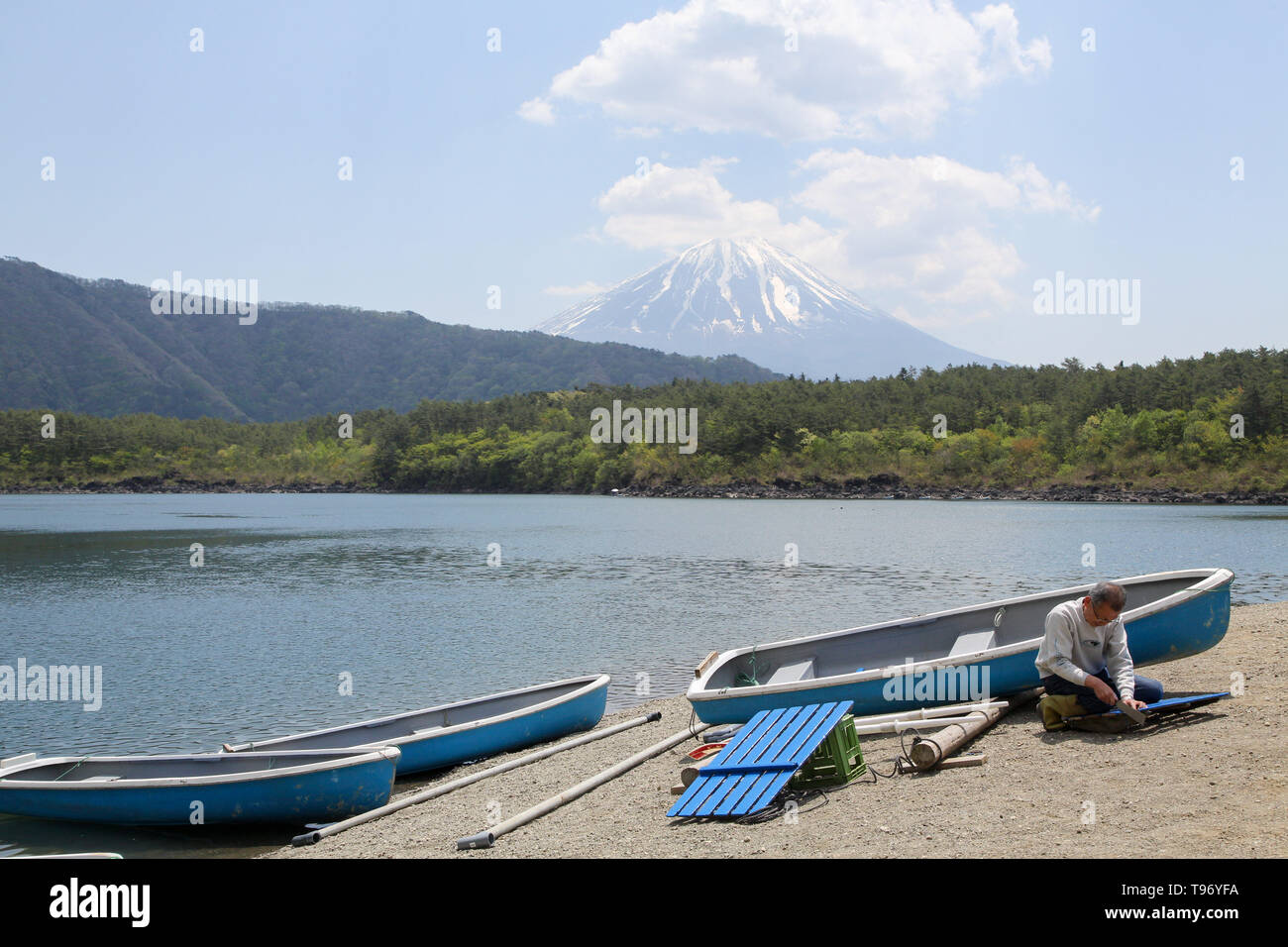 Lake Saiko & Mount Fuji, Japan Stockfoto