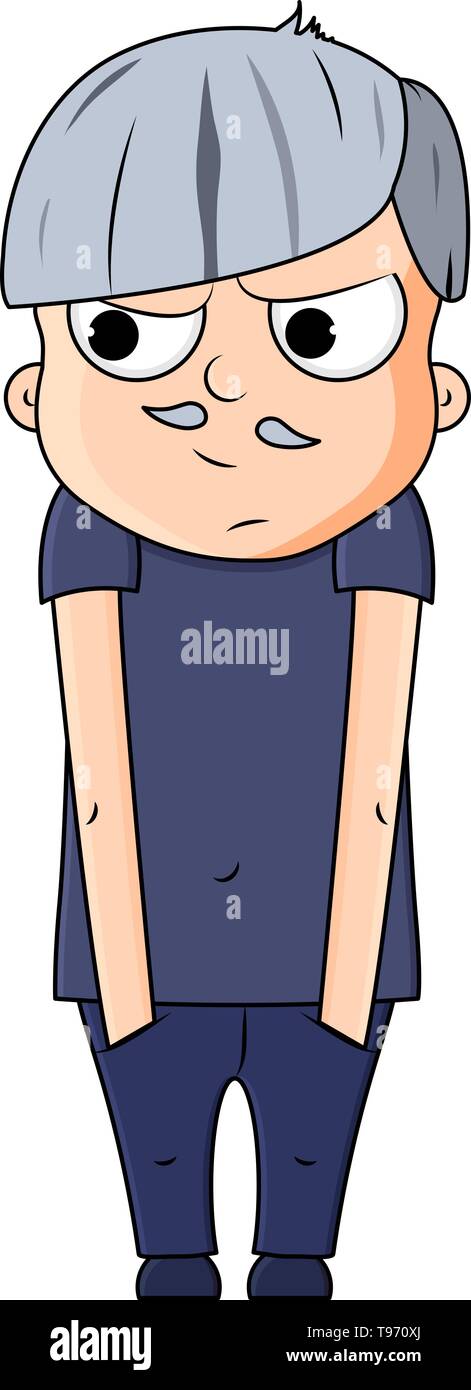 Cute cartoon junge grossvater mit eifersüchtigen Emotionen. Vector Illustration Stock Vektor