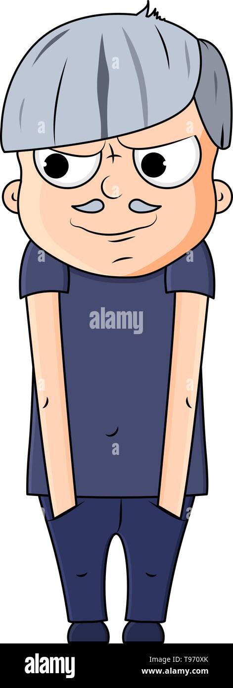 Cute cartoon junge grossvater mit selbstgefälligen Emotionen. Vector Illustration Stock Vektor