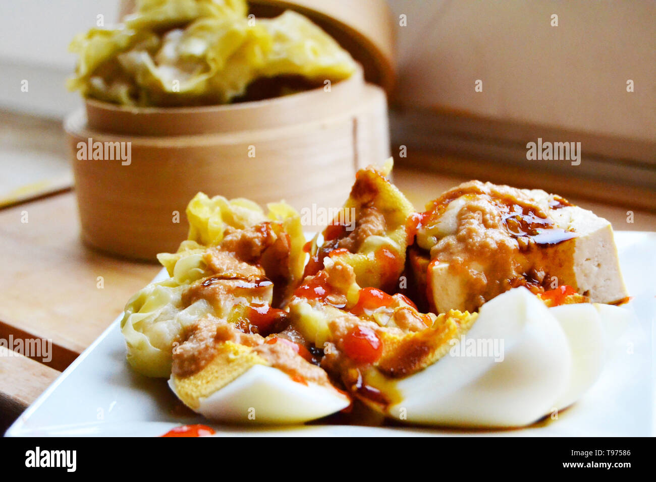 Somay Siomay Siew Mai Shumai traditionelles Essen Indonesien Chinesisch Kantonesisch Stockfoto