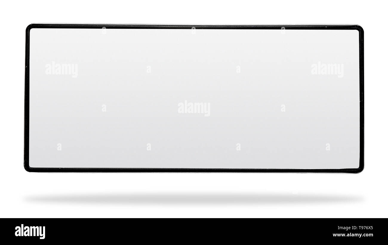 Leere Kunststoff schwarz Car Plate Frame Thailand. Leere Anzahl der Autos, Horizontal für Transport. Nahaufnahme von Metall Fahrzeug Farbe Grau Nummernschild. Stockfoto