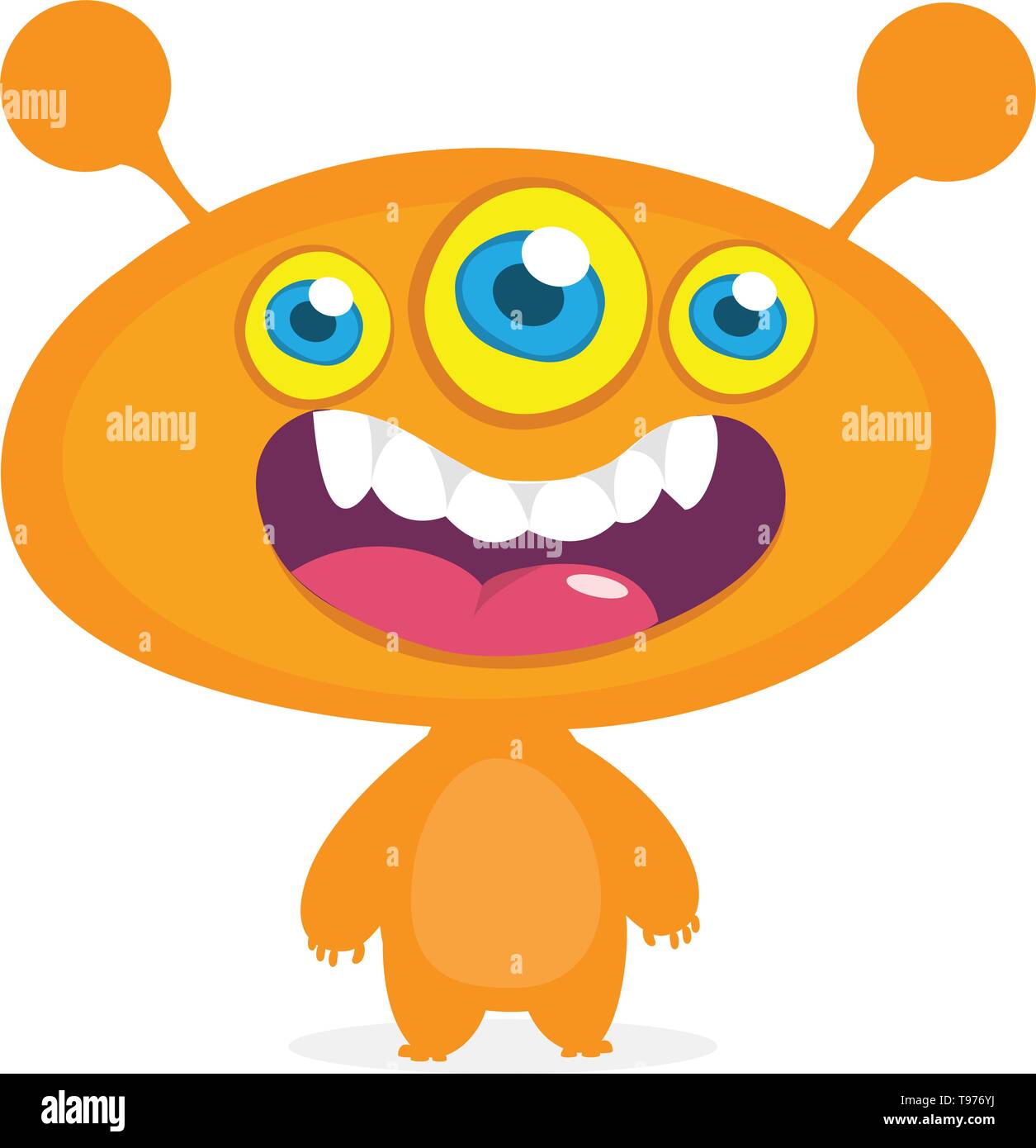 Cool cartoon Alien mit drei Augen. Vector Orange monster Abbildung. Halloween Design Stock Vektor