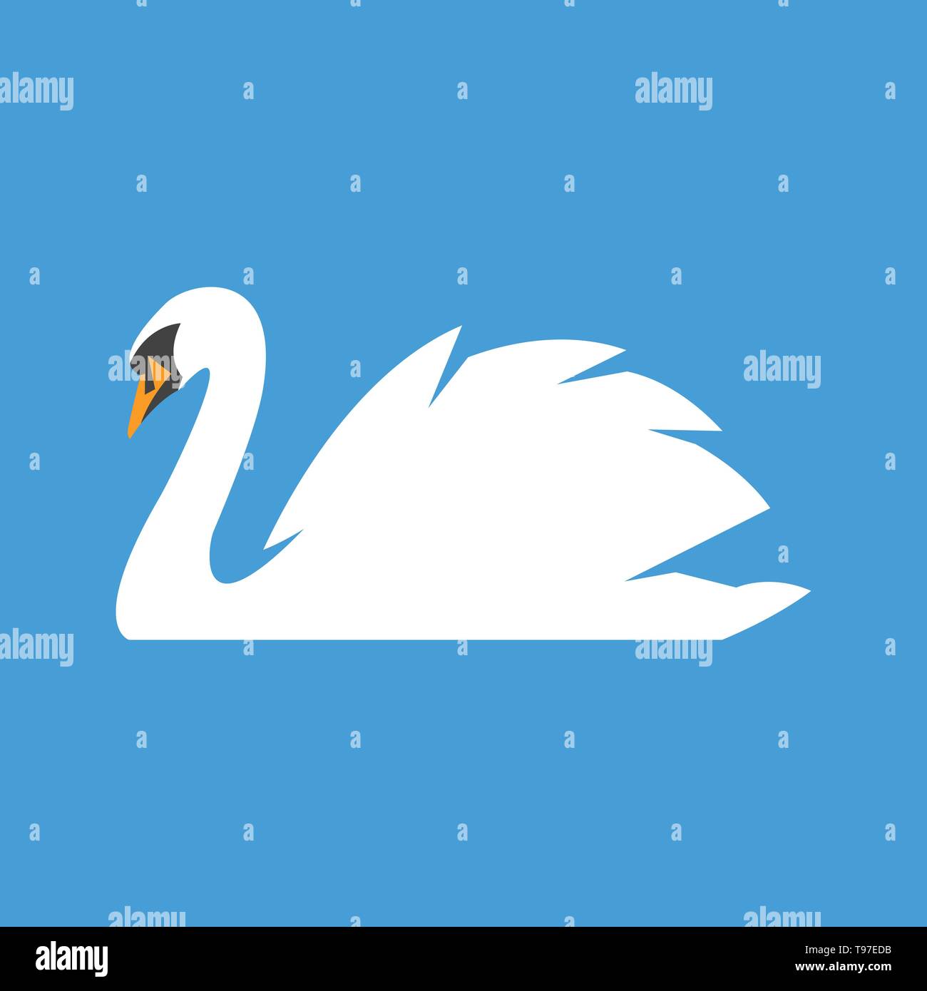 Swan schönen weißen Vogel schwimmen Symbol Stock Vektor