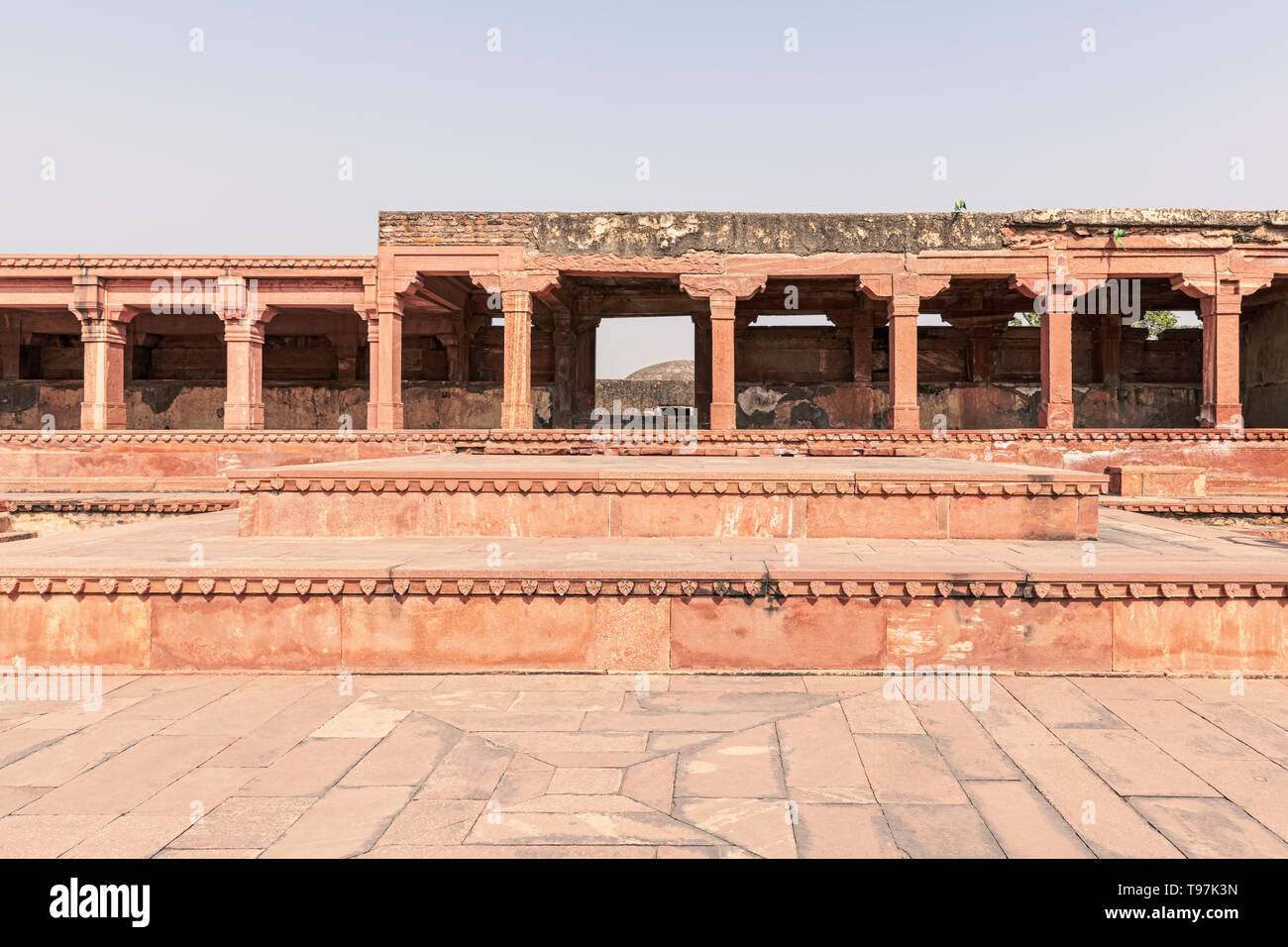 Gebäude bei Panch Mahal, Royal Palace Complex in verlassenen Wüstenstadt Fatehpur Sikri Stadt durch große Großmogul Akbar im späten 16. Jahrhundert errichtet, Uttar Prades Stockfoto