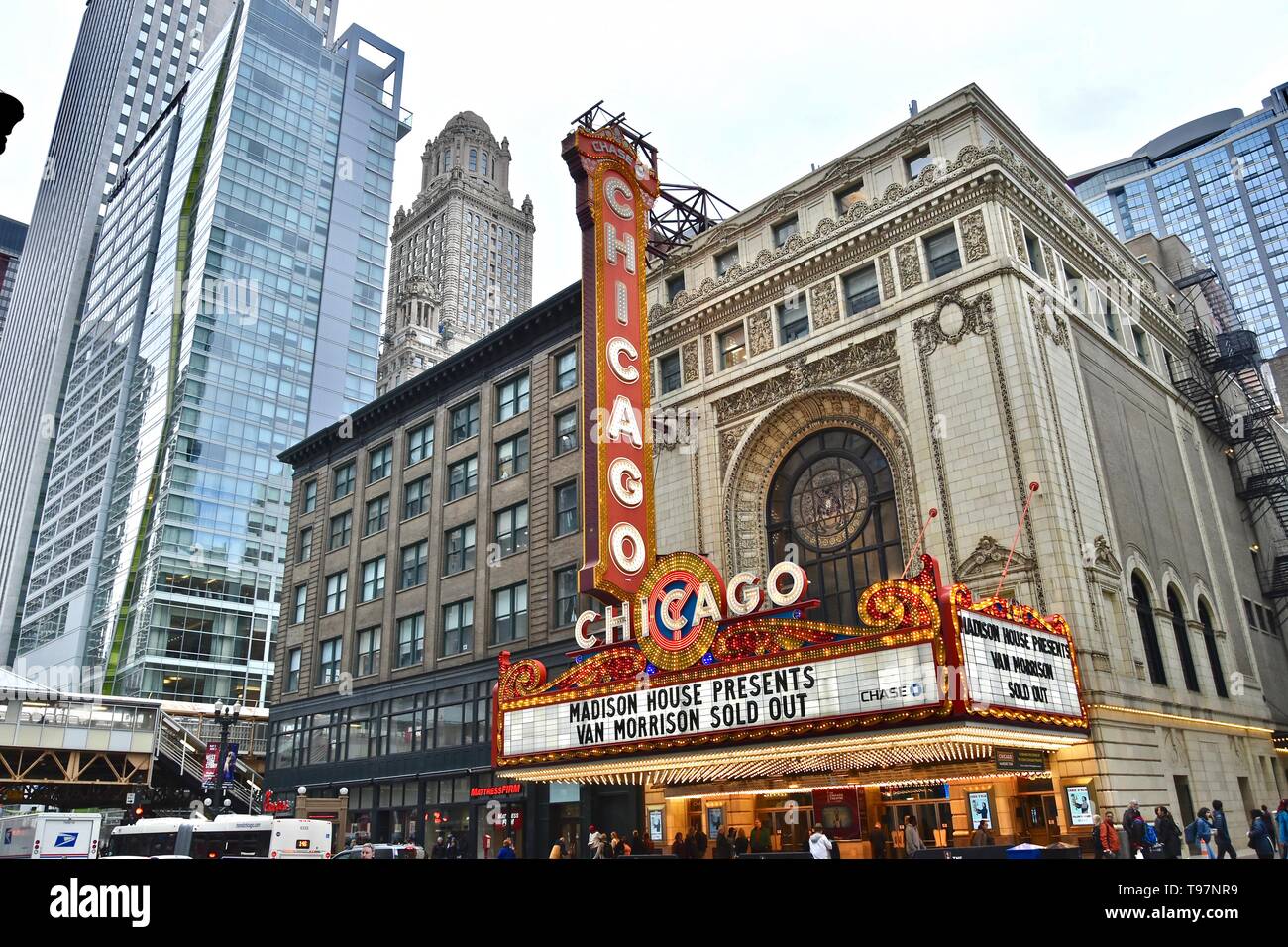 Die ikonischen Chicago Theater in der North State Street, Chicago, Illinois, USA Stockfoto