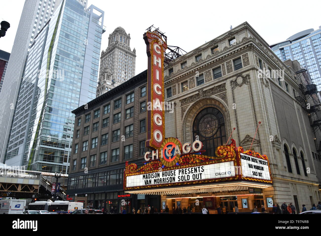 Die ikonischen Chicago Theater in der North State Street, Chicago, Illinois, USA Stockfoto