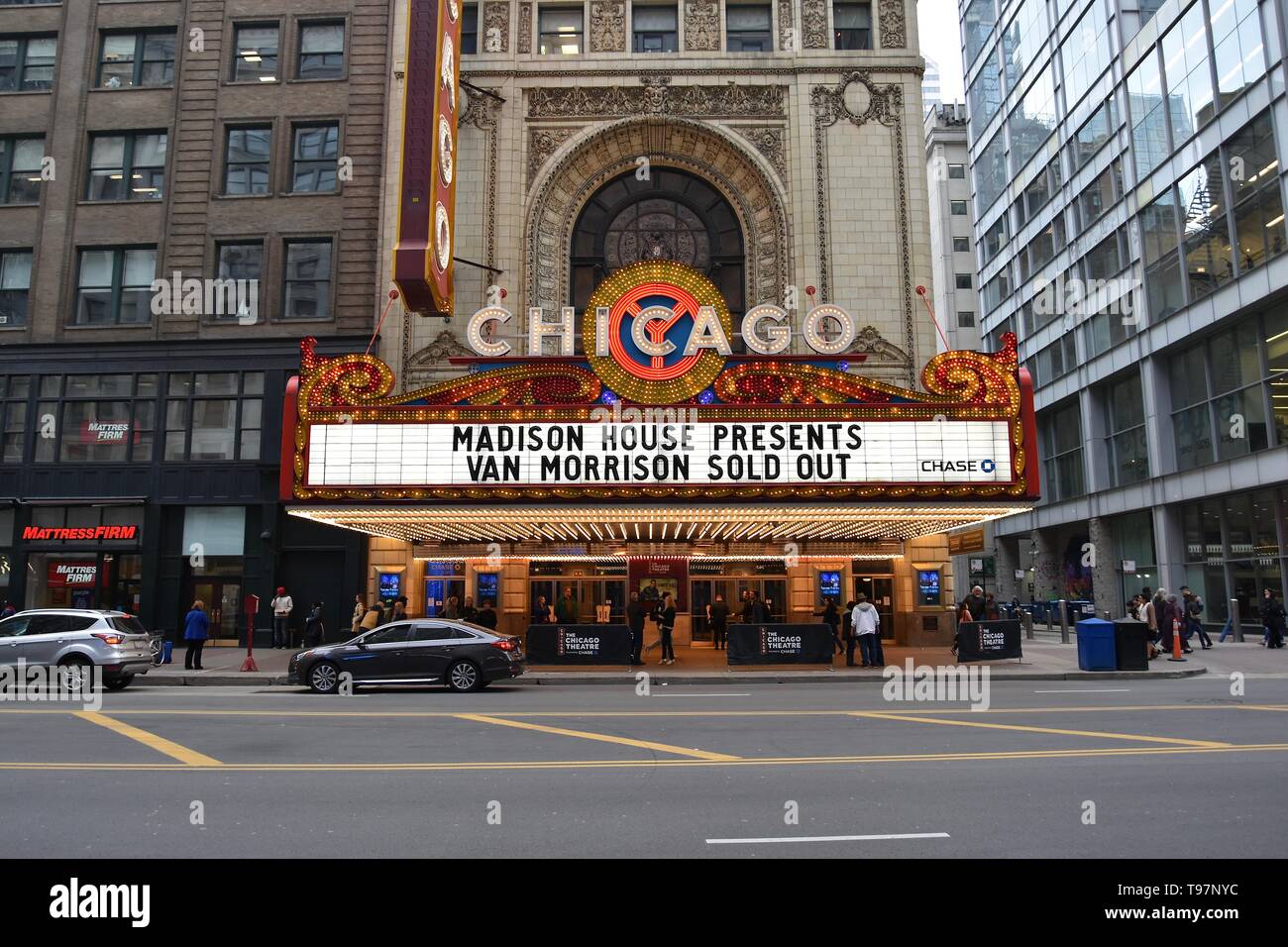 Die ikonischen Chicago Theater in der North State Street, Chicago, Illinois, USA Stockfoto