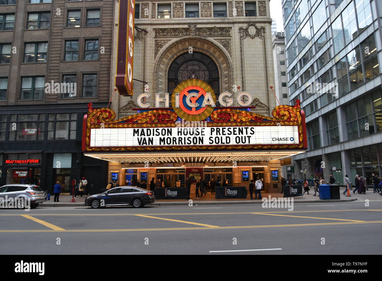 Die ikonischen Chicago Theater in der North State Street, Chicago, Illinois, USA Stockfoto