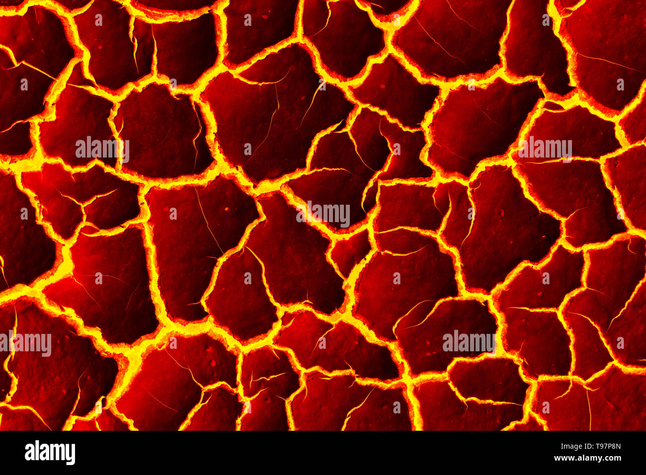 Die Oberfläche der Lava, die roten crack Bühne für Hintergrund Stockfoto