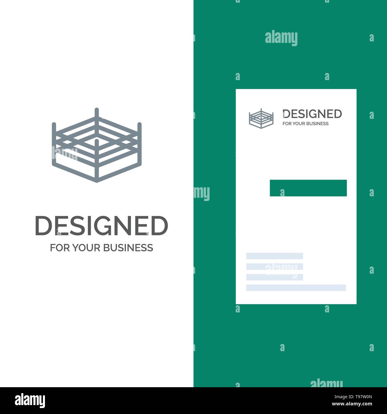 Boxen, Wrestling Ring, Grau Logo Design und Business Card Template Stock Vektor