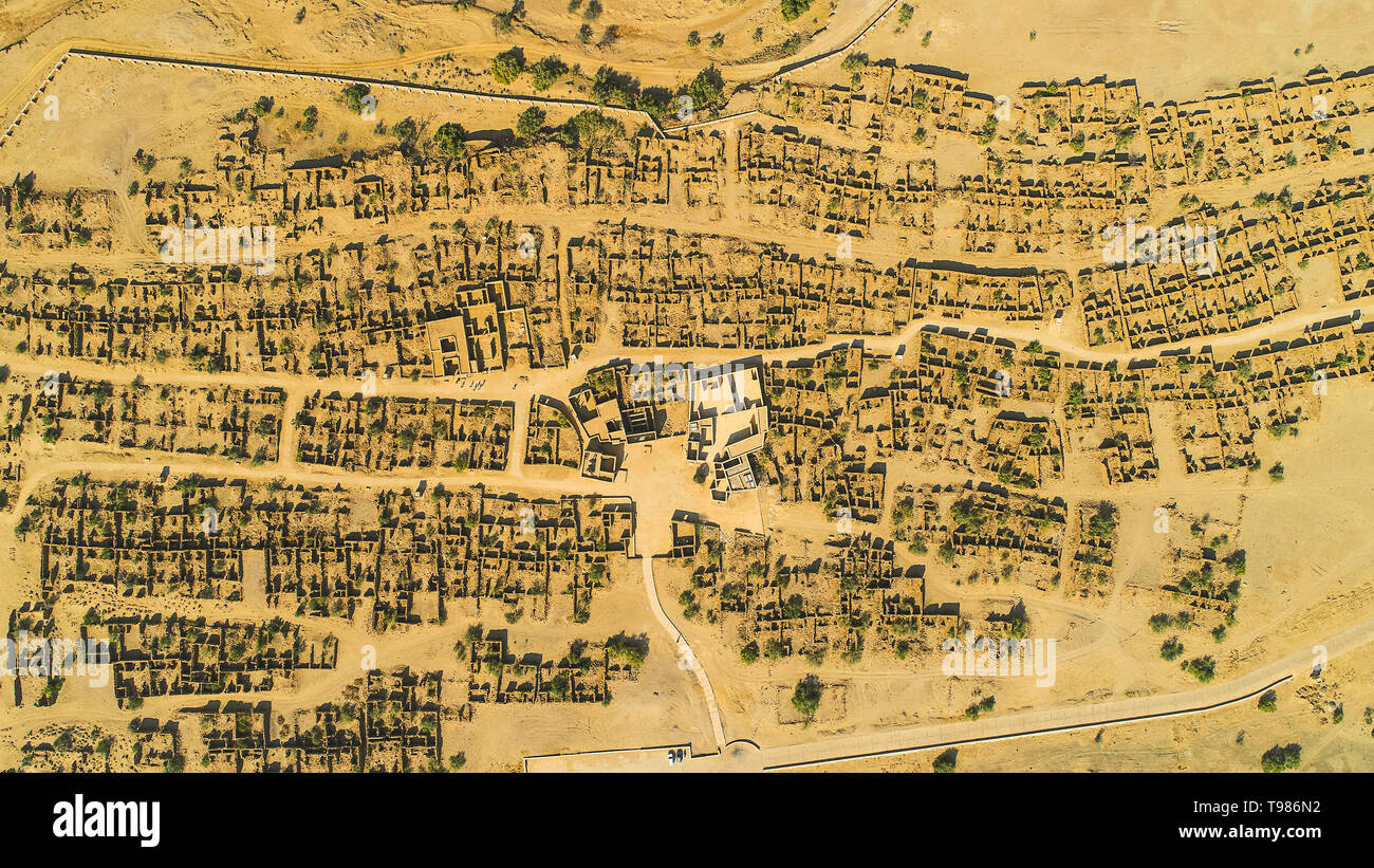 Luftaufnahme von Im Bau Häuser in Jaisalmer, Rajsthan, Architekt, Hochbau, Stadt Top View Background-Image Stockfoto