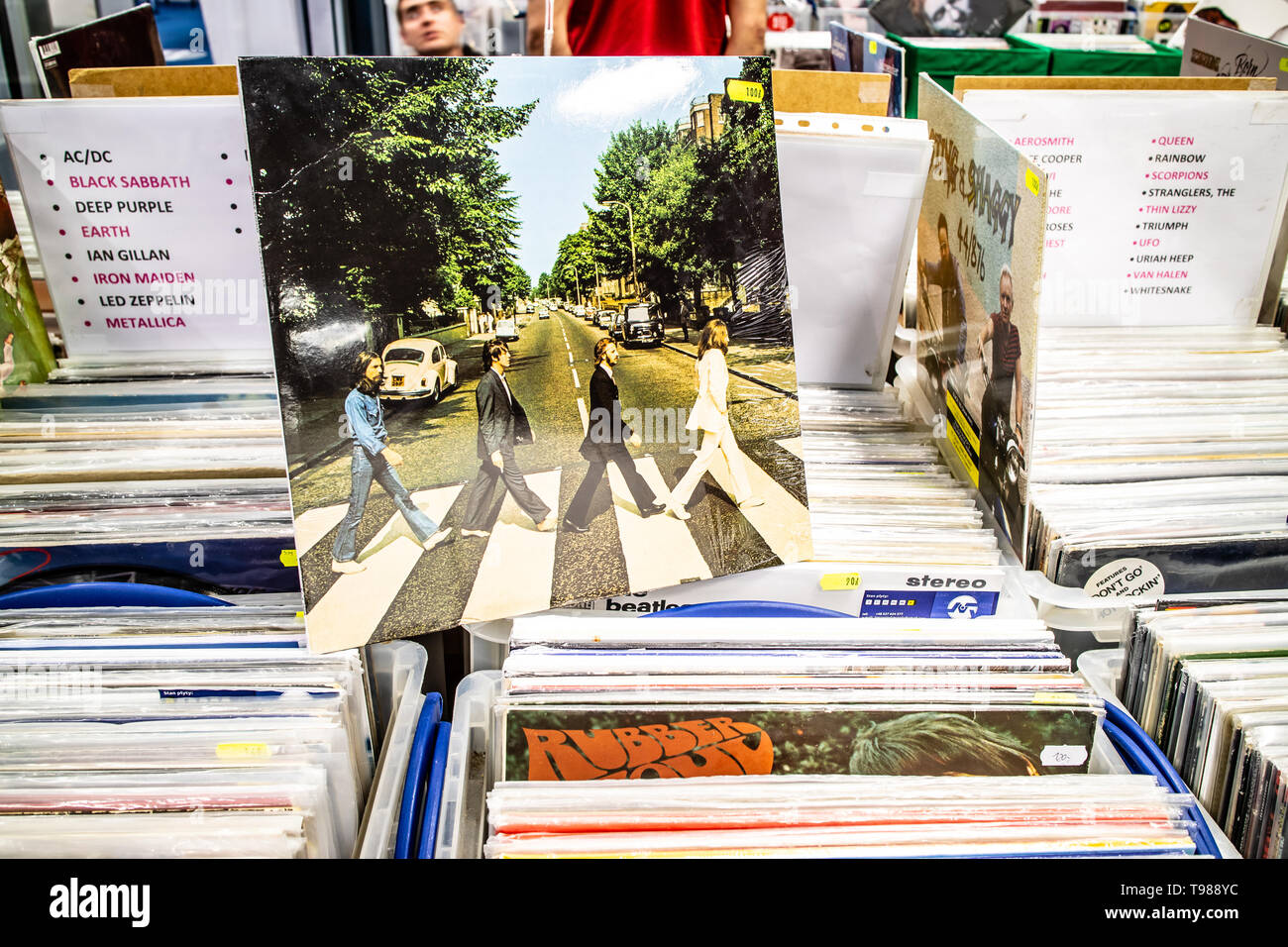 Corato, Polen, 11. Mai 2019 Die Beatles Vinyl Album auf Display für Verkauf, Vinyl, LP, Album, Rock, Deutsch Rock Band, Sammlung von Vinyls Stockfoto