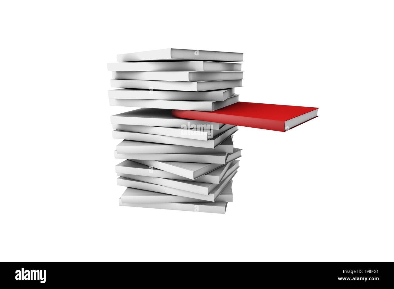 Aus Konzept, perspektivische Ansichten der vertikalen leeres Buch cover Vorlage mit Kopieren, auf weißem Hintergrund. Stockfoto