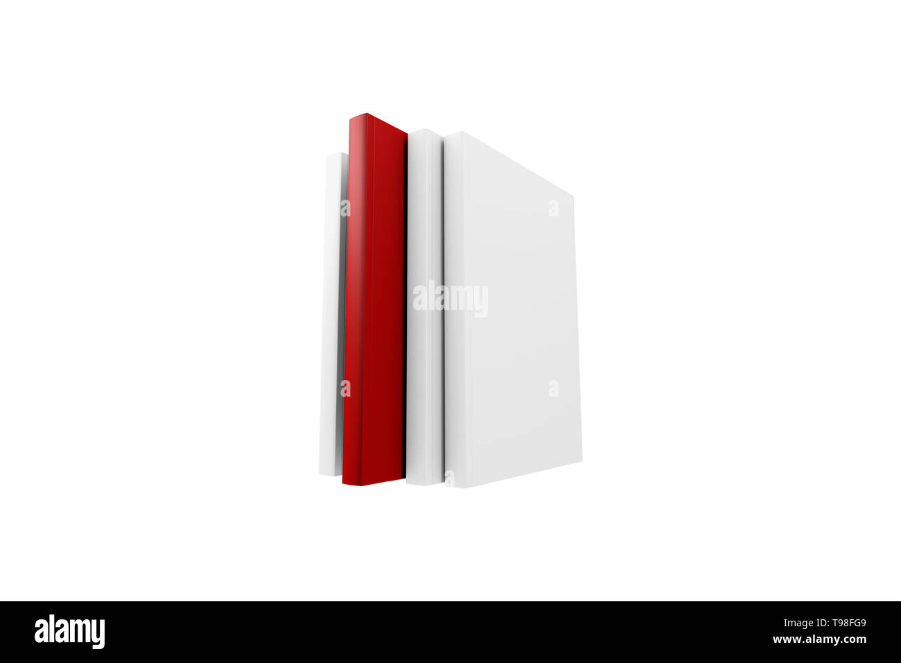 Aus Konzept, perspektivische Ansichten der vertikalen leer stehende Buch cover Vorlage mit Kopieren, auf weißem Hintergrund. Stockfoto