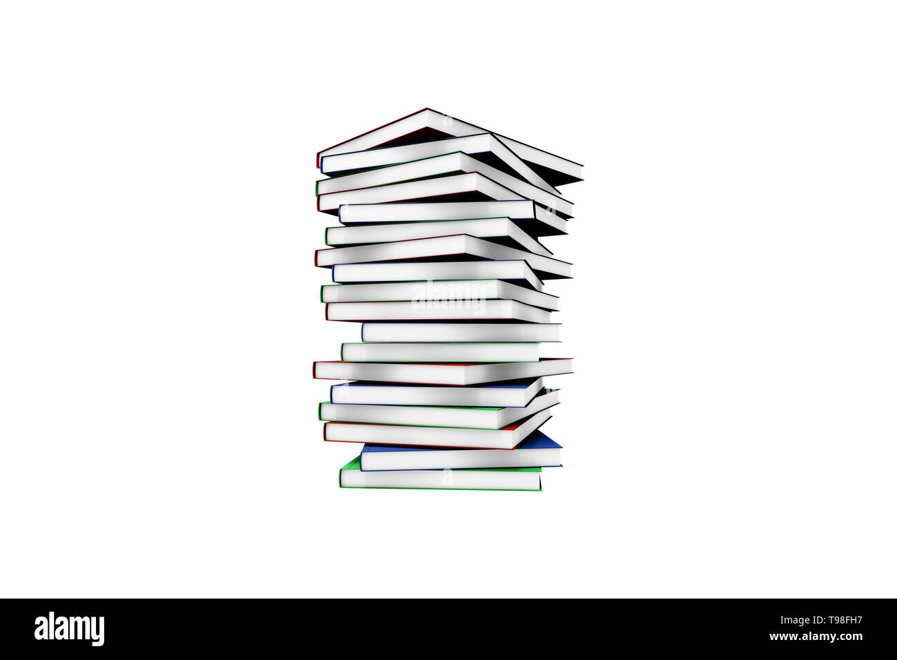 Perspektivische Ansichten der vertikalen leeres Buch cover Vorlage mit Kopieren, auf weißem Hintergrund. Stockfoto