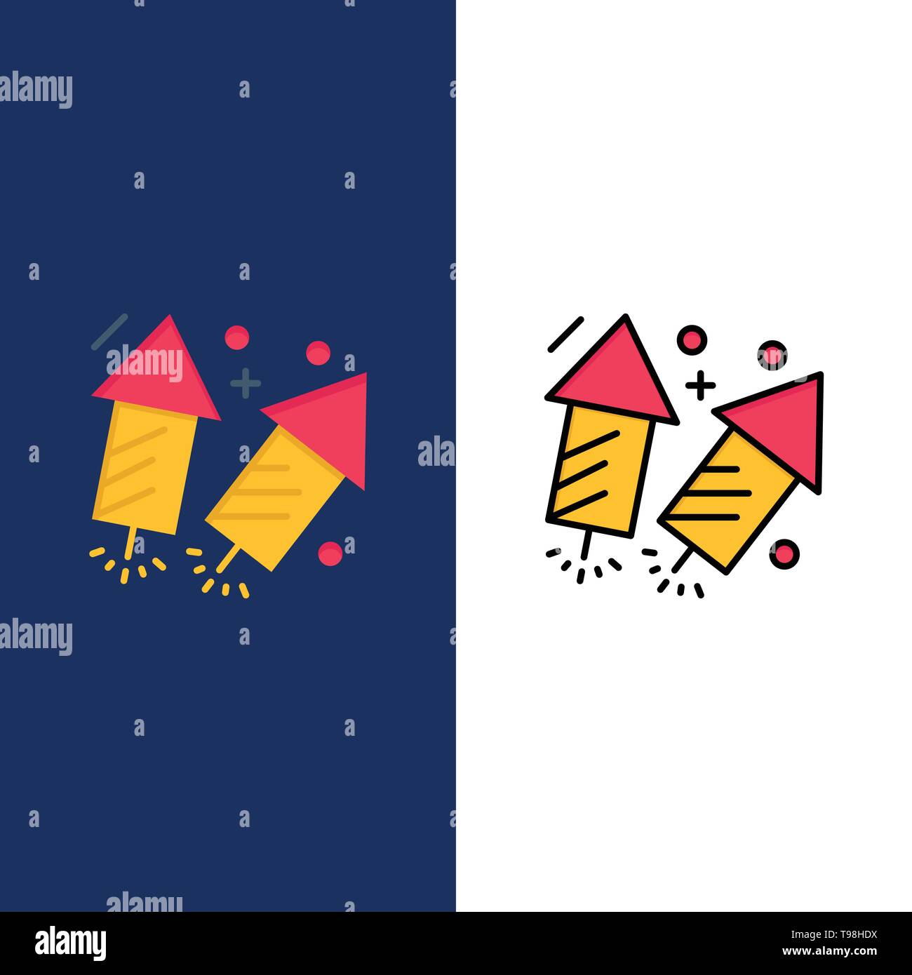 Feuerwerk, Liebe, Hochzeit, Feuer Symbole. Flach und Online ausgefüllt