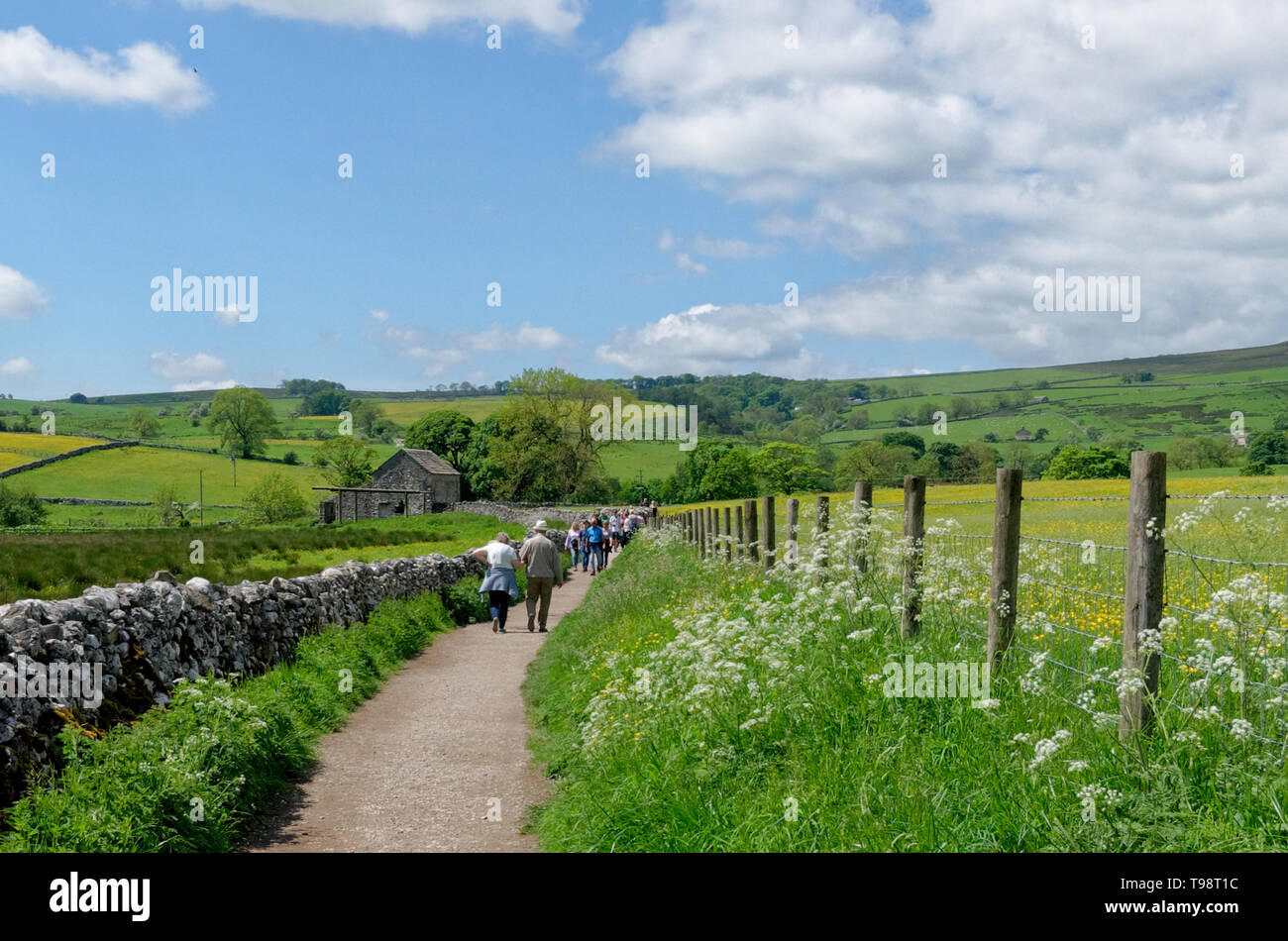 Einem langen Pfad zwischen Janet's Foss und Malham Dorf in den Yorkshire Dales, England Stockfoto