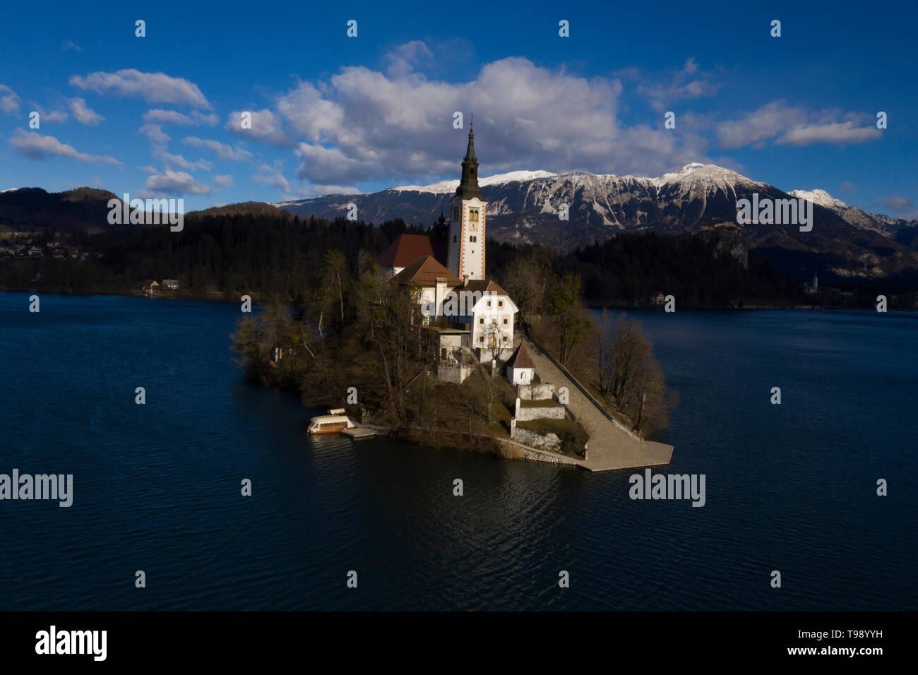Marienkirche auf einer kleinen Insel des Sees Bled, Bled, Slowenien Stockfoto