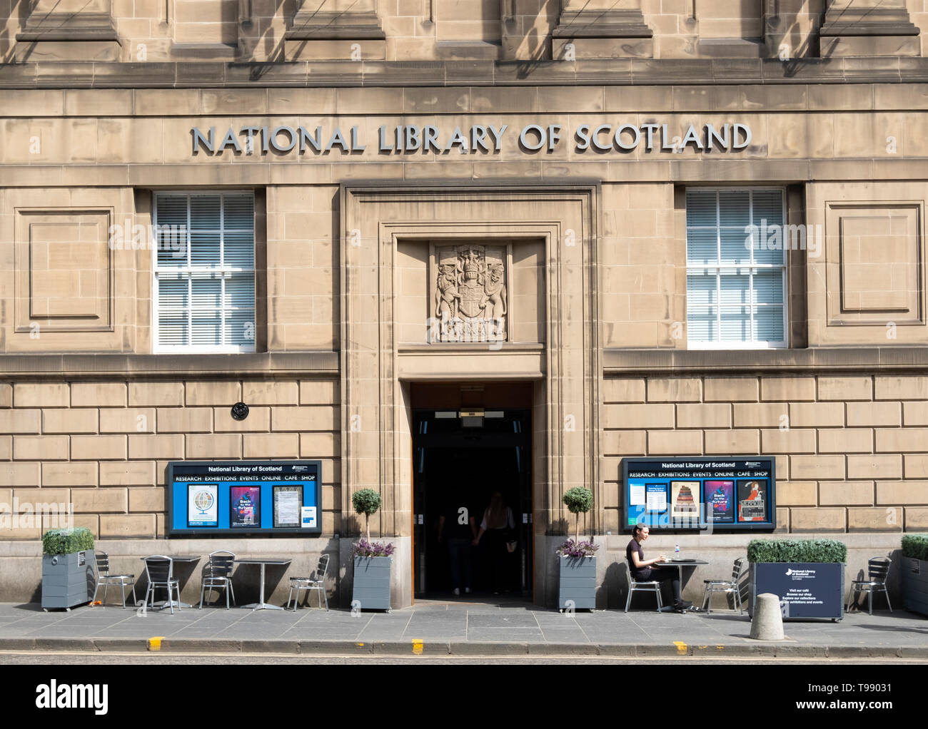 Außen an der nationalen Bibliothek von Schottland in Edinburgh, Schottland, Großbritannien Stockfoto