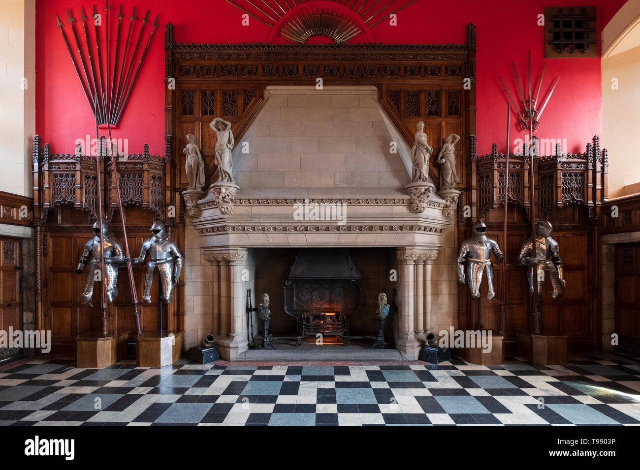 Innenraum der Aula im Schloss Edinburgh in Schottland, Großbritannien Stockfoto