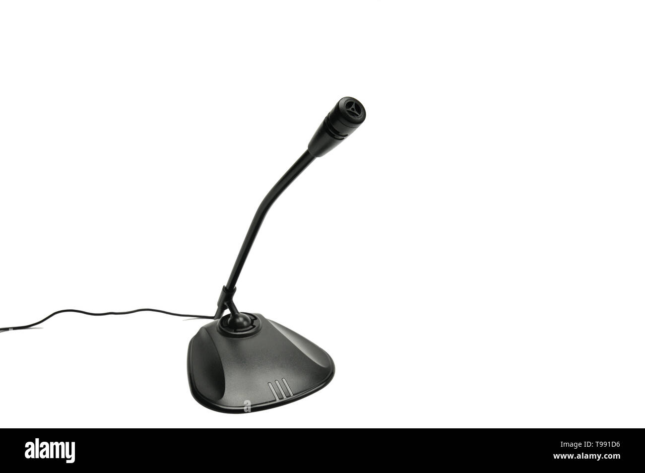 Mikrofon für das Gespräch auf einem isolierten weißen Hintergrund Stockfoto