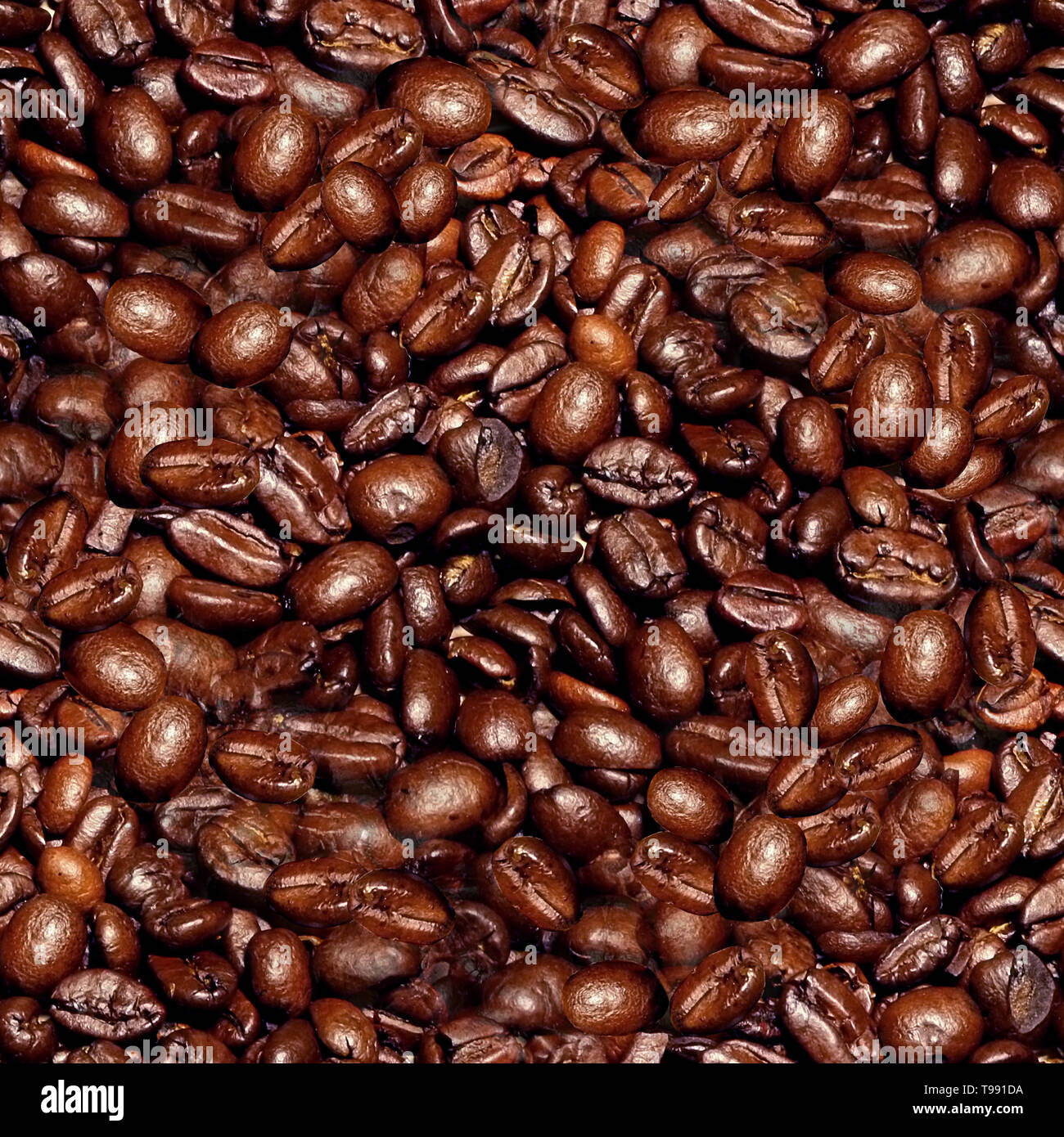 Kaffeebohnen nahtlose Textur Fliese Stockfoto