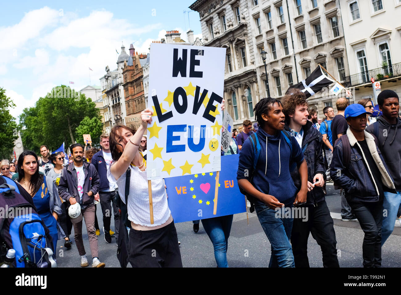 Die Teilnehmer an einem Pro-EU-Kundgebung in London, England, am 2. Juli 2016. Stockfoto