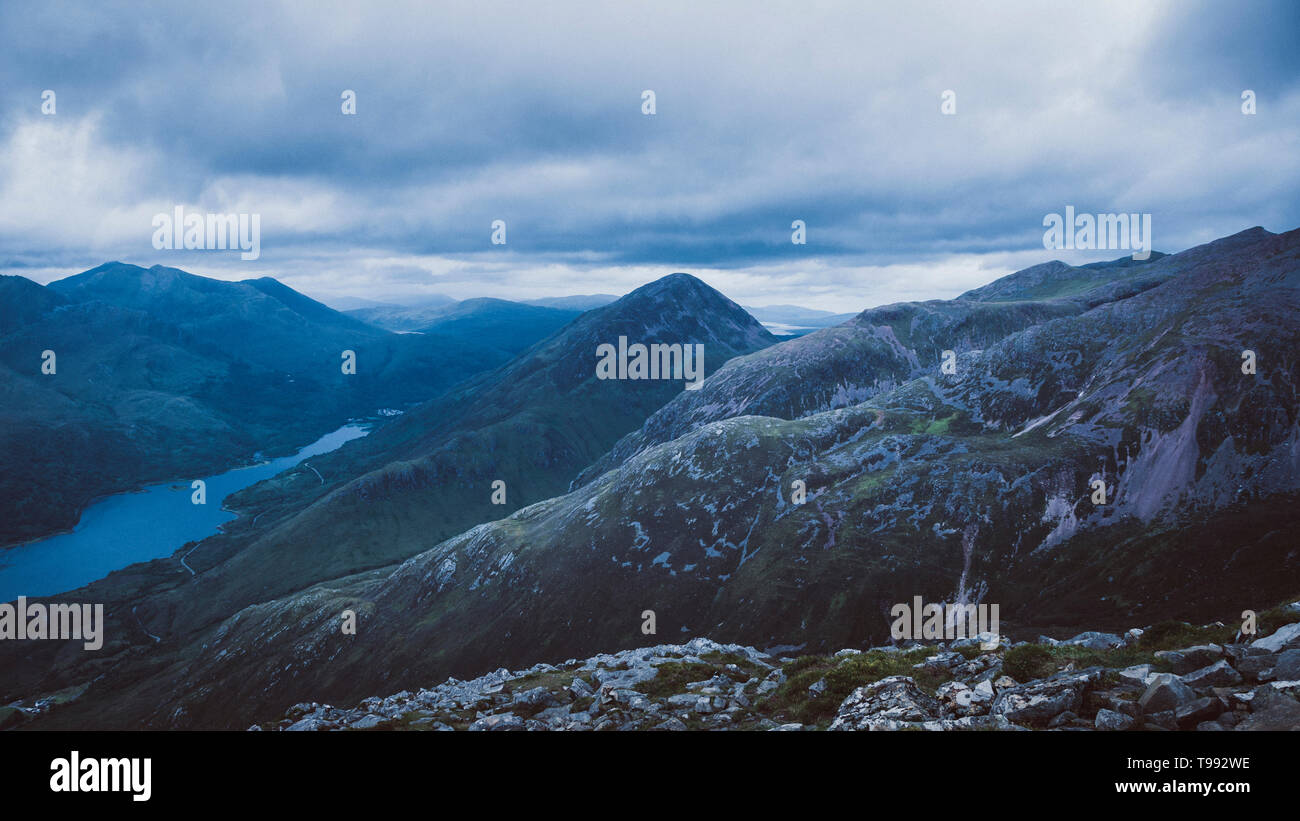 Glencoe (Gleann Comhann), Glen Coe, Loch Leven, Highlands, Schottland Stockfoto