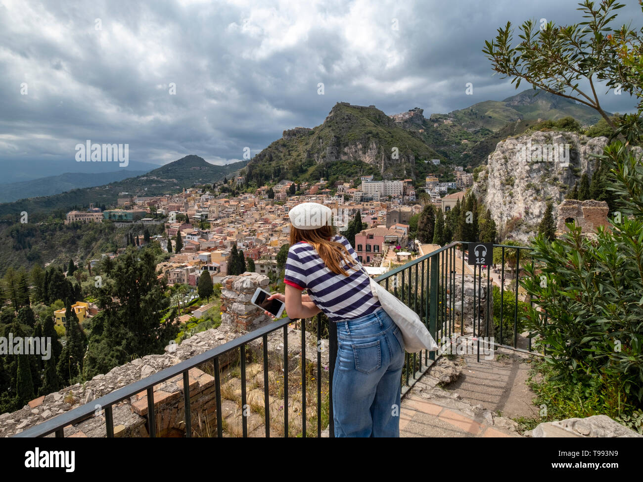 Das antike Theater (Griechische Theater) von Taormina, Sizilien Stockfoto