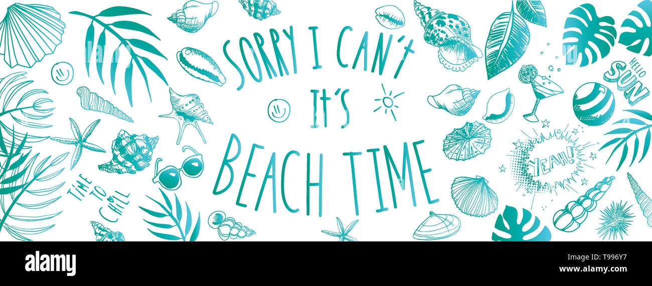 Vektor seashell Doodles vollständigen Vektor großes Banner Stock Vektor