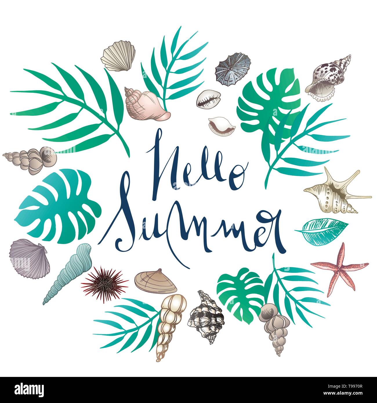 Vektor seashell Doodles vollständigen Vektor Sommer Hintergrund Stock Vektor