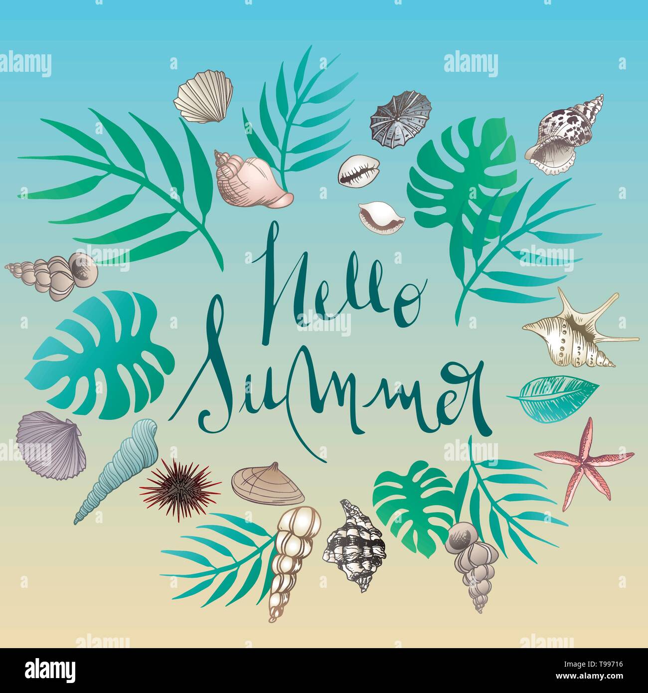 Vektor seashell Doodles vollständigen Vektor Sommer Hintergrund Stock Vektor