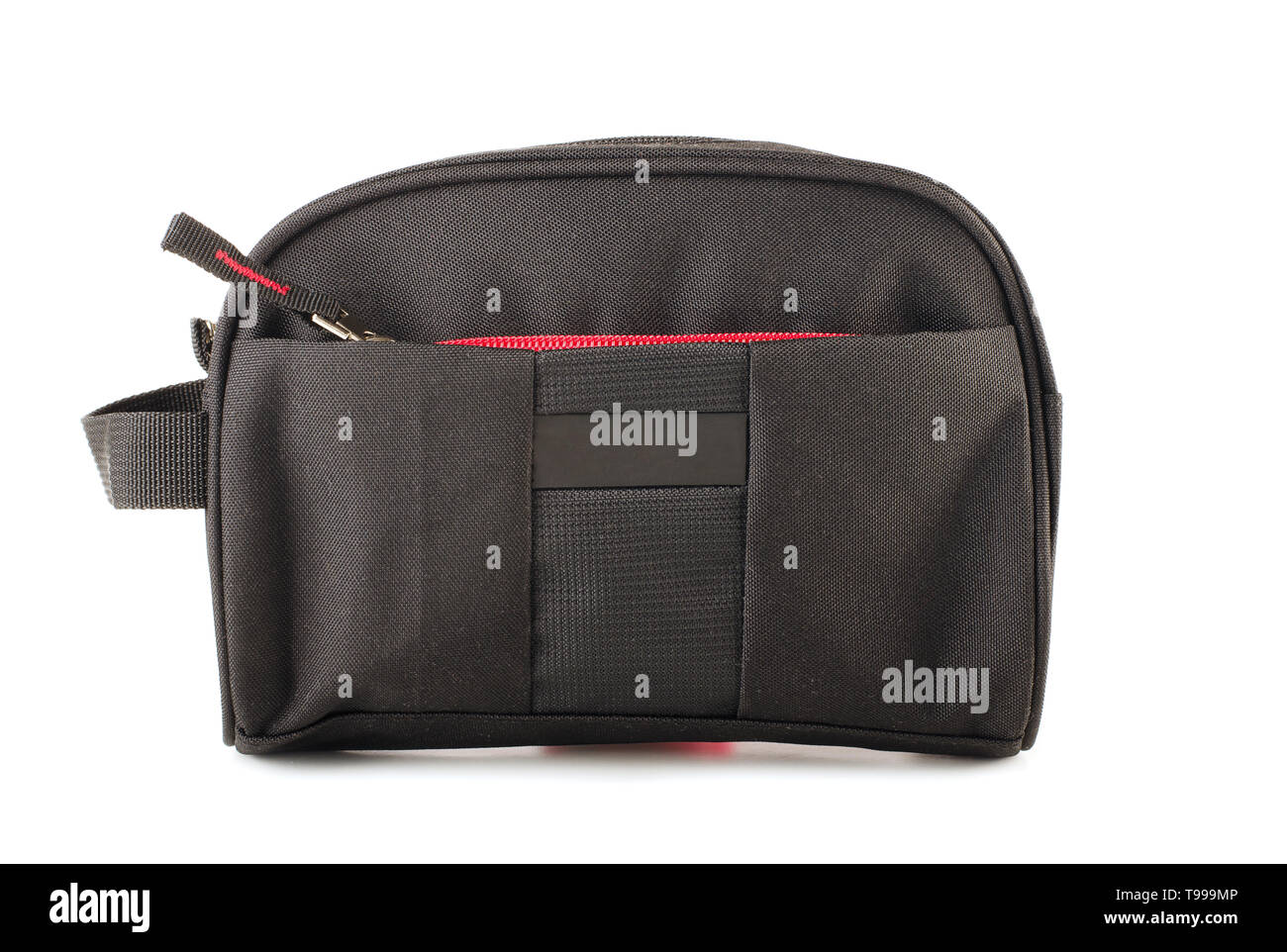 Männer schwarze Taille Geldbeutel Beutel auf weißem Hintergrund Stockfoto