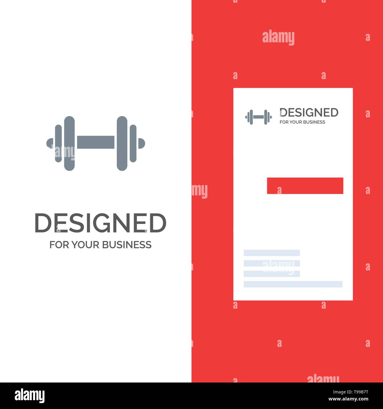 Hantel, Fitness, Sport, Motivation Grau Logo Design und Business Card Template Stock Vektor