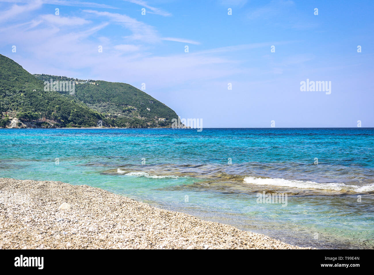 Sonnigen Tag in Ai Giannis (Gyra) Strand auf der Insel Lefkas, Griechenland Stockfoto