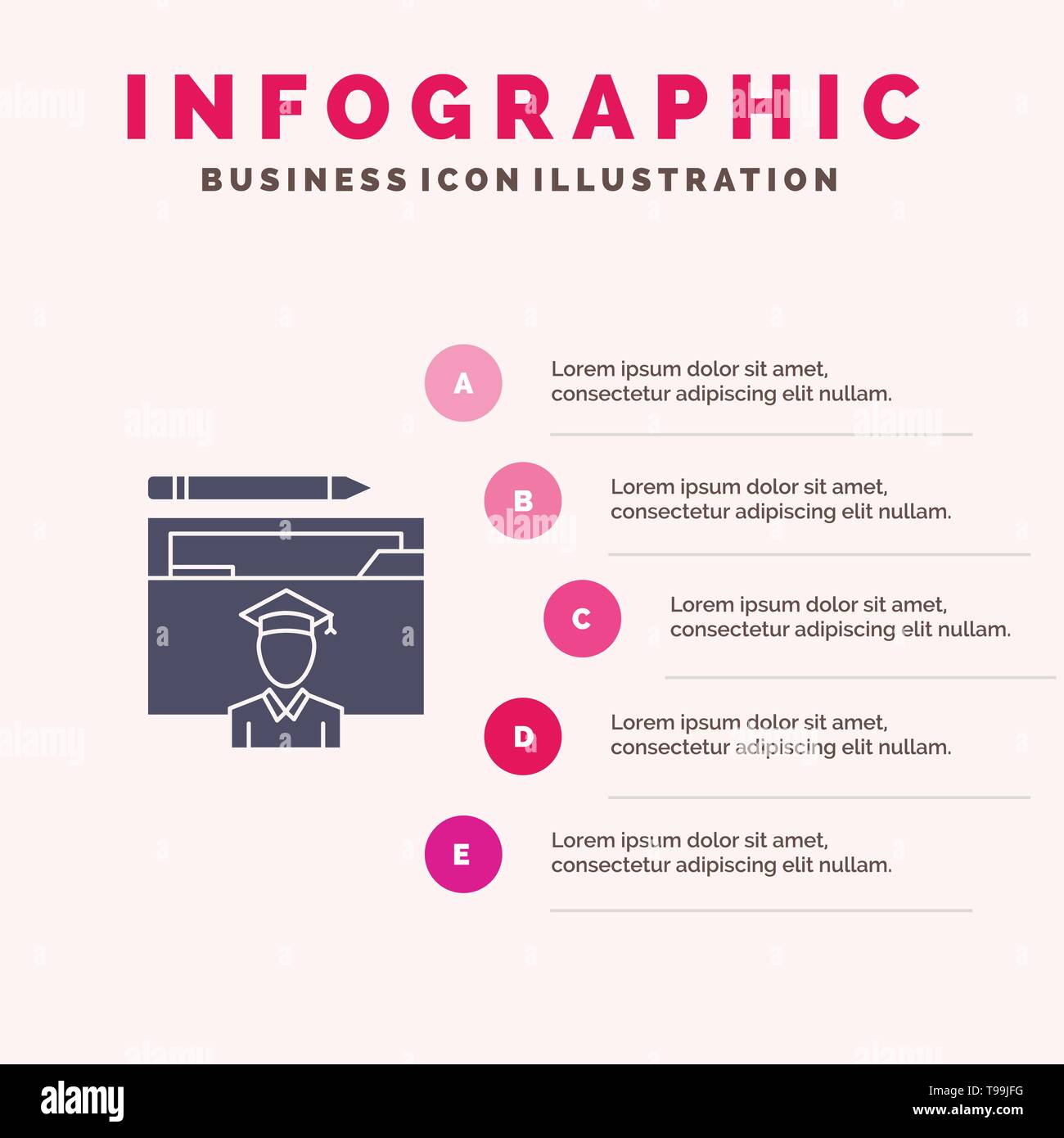 Avatar, Bildung, Studium, Promotion, Gelehrter Solid Symbol Infografiken 5  Schritte Präsentation Hintergrund Stock-Vektorgrafik - Alamy