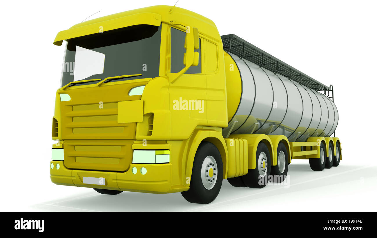 Kraftstoff Gas tanker Truck isoliert. 3D-Rendering. Stockfoto